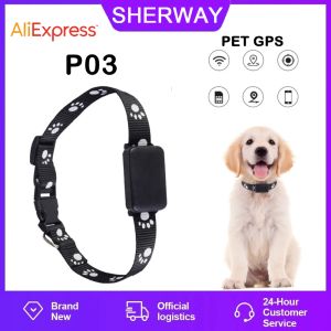 アクセサリーP03 PET GPSトラッカーミニ2G Petpositi Tracker防水犬GPSカラー犬襟猫ロケータースマートトラッキングアラームwifi