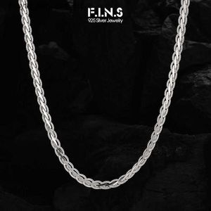 Pendant Necklaces F. I.N.S Original Design S925 Sterling Silver Necklace Womens Classic Texture Thick Kravik Chain Punk Rock Exquisite Jewelry Q240426