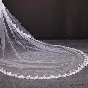 Wedding Hair Jewelry Long Lace Wedding Veil with Comb 4 Meters Ivory Color Bridal Veil 400cm One Layer Veil for Bride Wedding Accessories