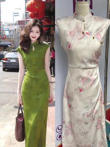 Party Dresses Chinese Jacquard Qipao Vintage Dress Spring/Summer High End Elegant Short Sleeve Wrap Hip Slimming Long For Women