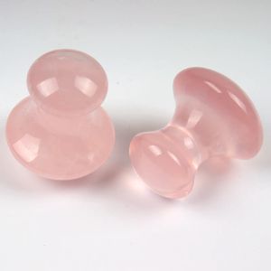 Massager 2 PCs Rose Quarz Pilz Gesicht Hals Massagne Naturstein Kristall Gua SHA Health Hautpflege Werkzeug Körper Rückenmassage Heilung