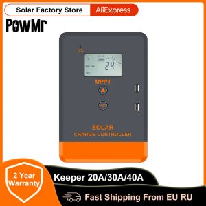 Зарядные устройства Powmr MPPT Solar Controller 20A 30A 40A 12V 24 В ЖК -дисплей подходит для AGM GEL PowerBank Gel затопленное зарядное устройство LifePo4