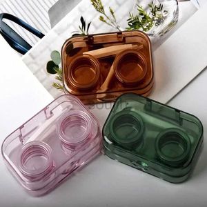 Acessórios para lentes de contato Candy Color Girls Lentes de contato Caixa Mini Clear Portable Contact Lens Case com pinça de sucção conjunto para o Kit de viagem Holder D240426