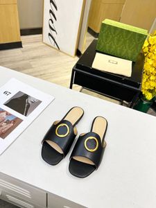 Kadınlar deri terlik sarışın sandal çift metal daire tokası slaytlar platformu platformlar paris moda yaz ayakkabıları kapalı kaydırıcı flip floplar katır 35-42 Boyutlar #0555