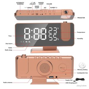 Desk Table Clocks FM Table Clock LED Digital Alarm Clock Electronic Table Alarm Desktop Clocks USB Wake Up FM Radio Time Projector Table Clock