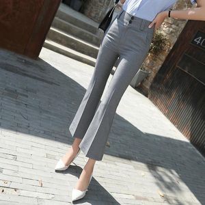 Calça feminina Faixa Weila Cropped 2024 Summer Ulzzang Professional Bell-fundo do estilo coreano Slim Fit Pant