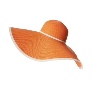 Wiosenne letnie czapki plażowe 18 cm Brim Orange Sun Hat for Women Outdoor Vacation Lady UV Protection Słomka 240415