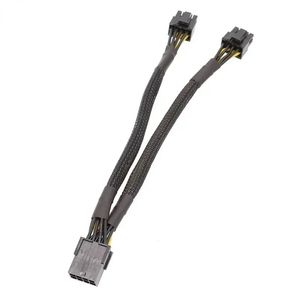 2024 Neues 25 cm geflochtenes Y-Splitter-GPU-Adapterkabel PCIe 8 Pin weiblich bis Dual 2x8 Pin (6+2) männlicher PCI Express-Leistungsadapter-Erweiterungskabel für