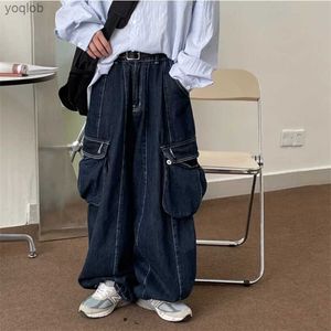 Men's Jeans Baggy Cargo jeans with large pockets Trousers mens denim pants wide leg pants womens loose casual street clothing hip-hop Harajuku 2023L2404