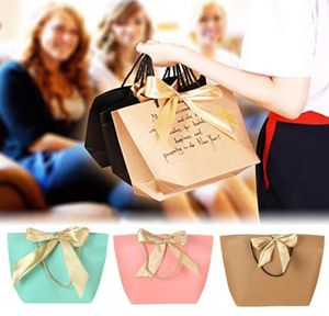 5Pcs Large Size Present Box For Pajamas Clothes Books Packaging Gold Handle Paper Box Bags Kraft Paper Gift Bag With Handle Deco1139572