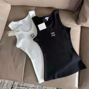 Zbiorniki damskie Camis Anagram-Embram-Embroided Cotton-Blend Tank Shorts Designer T SHIRTS KARTEK KNITED FEMME Cropped Jersey TEE TEES TOPS Projektanta moda 435