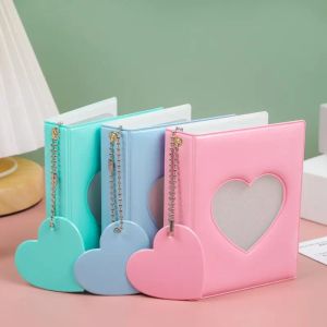 Albums 3 Inch Photocard Holder Heart Love Hollow Photo Album 32 Pockets Kpop Card Binder Mini Idol Pictures Storage Case Collect Book