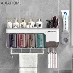 Zahnbürstenhalter Zahnbürstenbecher Handtuch Toilette Lagertange Wand montiert nicht perforiertes Badezimmer Waschset Multifunktionaler Box 240426