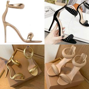 Rossi Gianvito Gold Sandals Shoe Sheepskin Rounder Band 10cm Heid Heeled Designers Shoes Cover Heel 35-41 with Box Rome Sandal s Original Quality