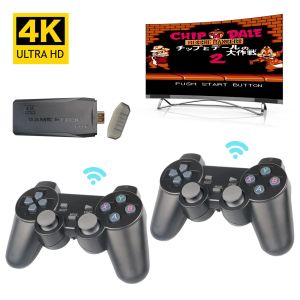 Spelare 4K Game Stick For Kid Xmas Gift HD Mini TV Retro Handheld Video Game Host Dual Controller för GBA PS1 FC 64G Byggt 10000 Game