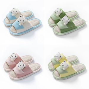 Tofflor Sandaler Spring Autumn Summer Cute and Classic Cotton Woven tofflor Söta Little Bear Ladies Home Bedroom tofflor Casual och bekväma sandaler F1