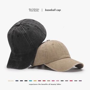 Baseball cap womens artistic retro outdoor Japanese soft top black hat summer antique style mens washed cotton duckbill cap 240414