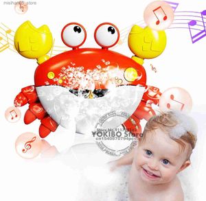 Sand Play Water Fun Baby Shower Toy Bubble Machine Crab Frog Music Childrens Dusch Toy Bathtub Soap Automatisk Bubble Making Baby Bad Bady Toy Q240426