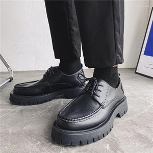 Casual Shoes 2024 S/A British Classic Business Causal Leather for Men's Black Hombre Daily Teenagers Dress Höjd ökar