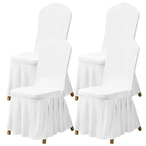 Chair Covers 4Pcs White Polyester Stretch Slipcovers Armless Slipcover Elastic Cover