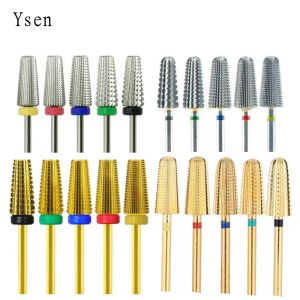 Bits New 5 IN 1 Tapered Carbide Nail Drill Bits TwoWay Carbide Bit Drill Accessories Milling Cutter for Manicure Left and Right Hand