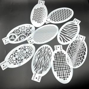 Schablonen 9pcs Körpermalerei Schablonen Zebra Streifen Dschungelschildkröte Haut Schneeeffekt Reptile Kamm Flash Tattoo Gesichtsfarbe Cartoon Make -up