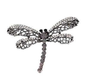 2019 Vintage Dragonfly Brooch Kadın Böcek Takı Out Rhinestone Brooches Broches bayanlar Lapel Hicab Scarf Ziyafet Pin 10P1948078