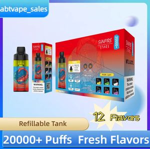 France Sunfire Stars 20000+ Puff 15000 16000 puffs 12ML 20ML 30ML e cigarette vapes disposable mesh puff 12k vapes bar 0% 2% 3% 5% crystal vapers Vape desechable puff 10k 20k