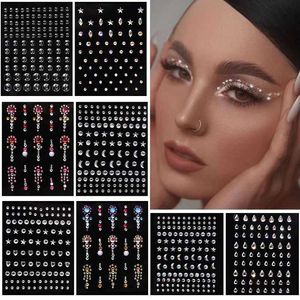 Tattoo Transfer 1 PC Einweg Tattoo Aufkleber Gesicht Schmuck Farbe Kristall Diamant DIY Eyes Gesicht Körper wasserdichtes Make -up -Dekorationen Strauchsteine 240426