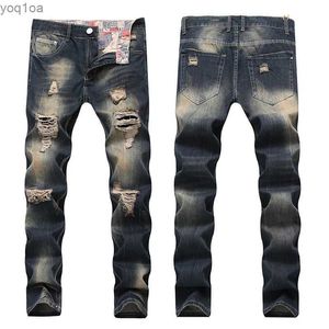 Jeans masculinos jeans de retalhos de retalhos com buracos rasgados e ocos de grande tamanho de alta qualidade de alta qualidade Pantsl2404