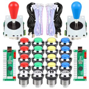 Boksörler 2 Oyuncu Elipse Arcade Kit Oval Bat Joystick Tutkunları Arcade Standart Kontrolör DIY oyunları için LED Chrome Arcade Düğmeleri Mame