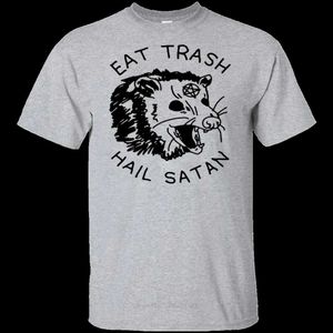 Camisetas masculinas comem lixo Hail Satanás Camiseta Camiseta de algodão Homem de verão T-shirt Tamanho do euro Q240426