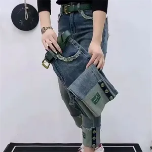 Kadın Kotu Kadın İlkbahar ve Sonbahar Vintage Kürk Sakalı Uzun Pantolon İnce Ayak Duman Boru Pantolon Modeli