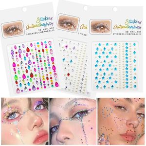 W7YD Tattoo Transfer Makeup Diamond Eyes Face Festival DIY Body Crystal Gems Tattoo Adhesive Rhinestone Nail Art Decoration Acrylic Eyeshadow Sticker 240427