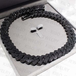 Hip Hop Rapper Mossanite Necklace Jewelry Vvs 925 Sterling Silver 20mm Black Diamond Moissanite Cuban Link Chain
