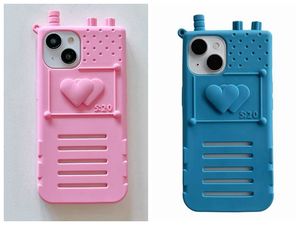 520 Lover Soft Silicone Cases For Iphone 15 Pro Max 14 13 12 11 3D Heart LOVE Call Phone Design Pink Blue Mobile Phone Cover Back Skin