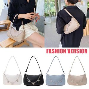 Totes Fashion Women Butterfly Chain Underarm Bag Casual Pure Color Shoulder Bags Female PU Leather Zipper Shopping