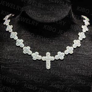 Custom Made Hip Hop Cross Design Necklace Iced Out Moissanite Baguette Cuban Link Chain