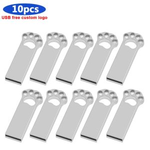 10 adet sürücü/lot çok işlevli USB 2.0 Metal Kedi Pençe Kalemi USB Flash Drive 16GB 32GB 64GB USB Flash Bellek Çubuğu Pendrive USB U Disk