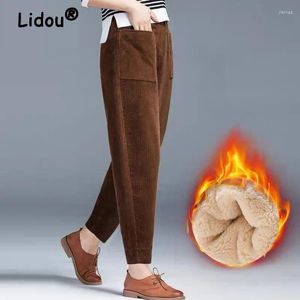 Spodnie damskie ubrania damskie 2024 jesień zima vintage pluszowa gruba worka harem casual streetwear solidne spodnie Looes Pantalon