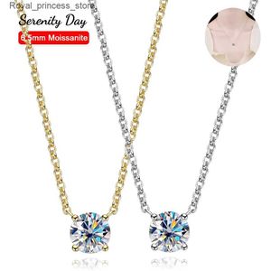 Pendant Necklaces Serenty GRA 1ct Womens Mosonite Necklace S925 Silver Diamond Pendant Necklace Galvanized 18K Adjustable Chain Exquisite Jewelry Q240426