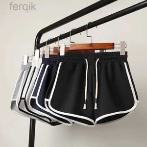 Mäns shorts kvinnor shorts sommaren hög elastisk snörning uppdragande bred ben svett kort kondition löpning shorts lösa avslappnade stora sportbyxor d240426