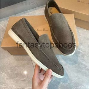 Loro Piano LP Suede Design Walk Spring Shoes Italy Loafers Shoes Men Hand sömd Smidig jogging slip-on Comfort Party Dress Casual Walking EU36-46