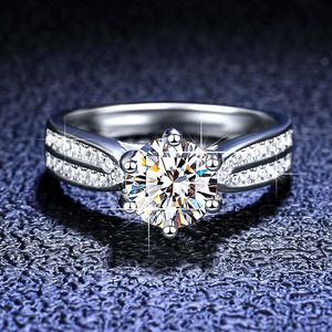 Ring Mosang Stone Hochzeitsvorschlag ist S925 Pure Sier Ring Sechs Klauen Ring weibliche Starlight Queen
