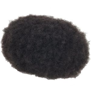 Afro Kinky Curly Toupee Mono Net Lace con PU in giro per uomini 4C Densità 130%