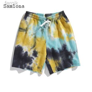 Men's Shorts Men Fashion Tie Dry Cotton Shorts 2024 European Style Casual Beach Shorts Mens Running Half Pants New Sport Drawstring Hotpants d240426