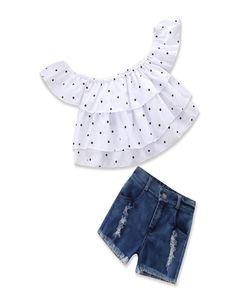 女の赤ちゃんの服セット2019 New Summer Kids Girls Clothing Set dot Tシャツショーツ2 PCSスーツ16T子供衣類6655470