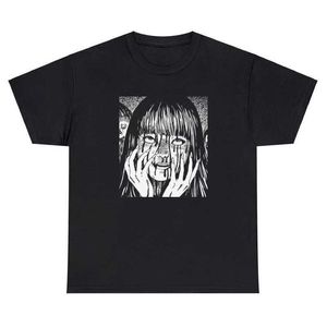 T-shirt maschile Manga Crpy Girl T-shirt Domenne 100% Cotton Plus Size Fashion O-Neck Strtwear Casual abbigliamento anime harajuku unisex ts t240425