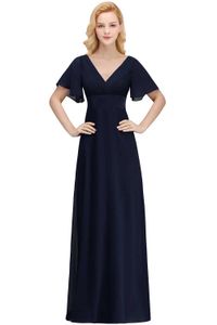 Abiti da passerella eleganti abiti da sera blu blu navy v rouffles chiffon arrucifentati abiti da ballo formali da ballo Vietidos de Fiesta Wedding Higgedmaid Y240426