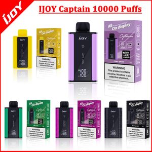 Tek Kullanımlık Vape Orijinal Ijoy Captain 10000 Puffs 10K Vapes Kalem 20 Flavlar E-sigaralar Vapettes Eşh Bobin Teşhalleri Ekran Kutusu E Sigara% 5% Şarj Edilebilir